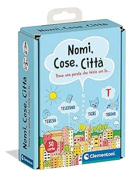 Clementoni - Nomi Cose e Città, Mazzo di 50 Carte su Parole e Categorie, per Bambini dai 6+ Anni e Tutta la Famiglia, 2-6 Giocatori, Idea Regalo Made in Italy, Lingua Italiana, 16563