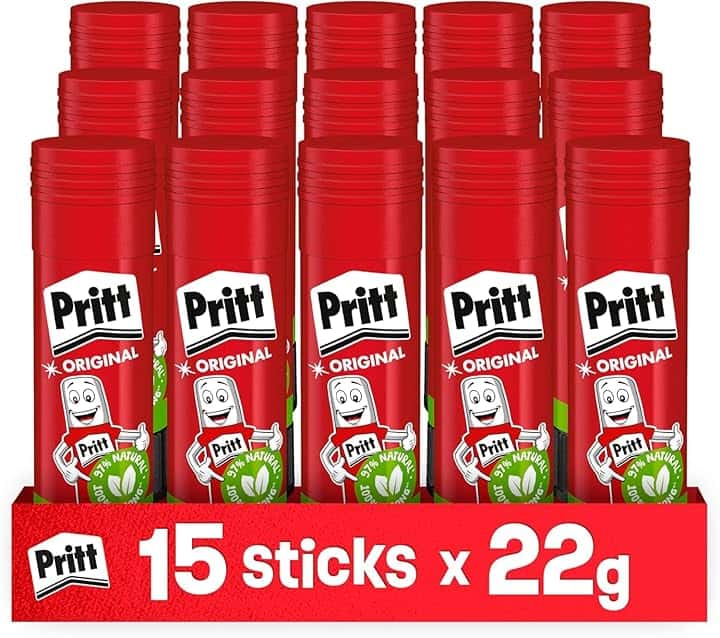 Pritt Colla Stick 15 x 22g, colla per bambini sicura e affidabile, colla Pritt per lavoretti e fai da te, con una tenuta forte per uso scuola e ufficio, 15 stick x 22g Cradle to Cradle Certified