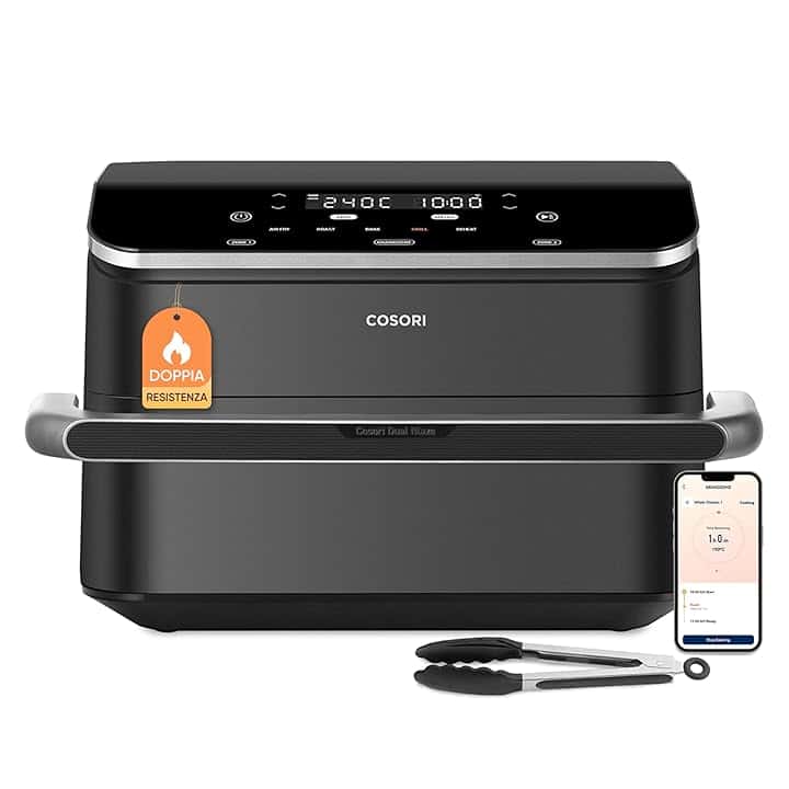 COSORI Friggitrice ad Aria 10 Litri, 7 in 1 Doppia Resistenza TwinFry con Doppio Cestello 5L&5L e Separatore Rimovibile, 2800W Air Fryer WiFi, 40-240℃, 70 Ricette Online, TF-102S