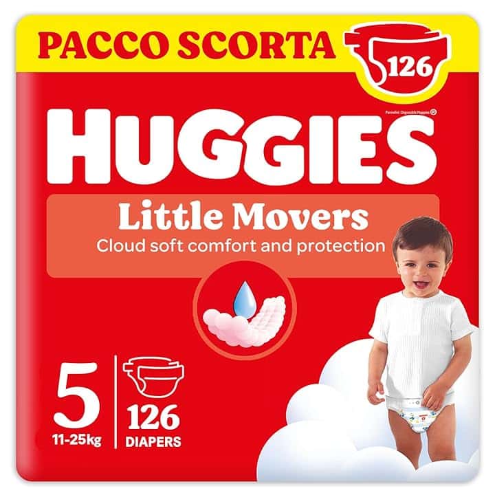 Huggies Ultra Comfort, Pannolini Taglia 5 (11-25 Kg), Design Disney, Pacco Scorta, 126 Pz