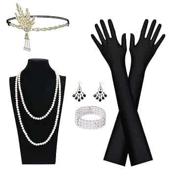 Aomig Accessori Anni '20, 6 Pz 1920 Accessori Set 20' Anni per Donna