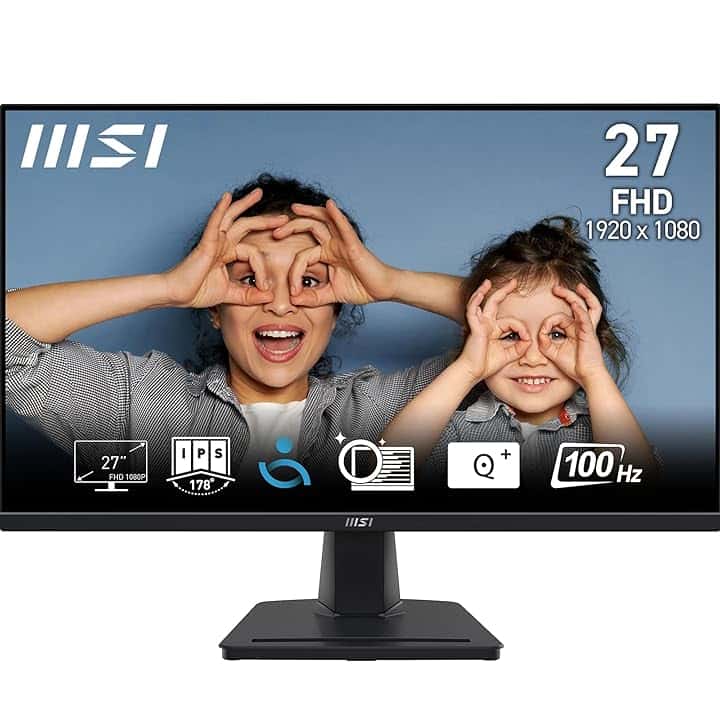 MSI PRO MP275 Monitor 27" FHD - Pannello IPS (1920 x 1080), 100 Hz, Schermo Eye-Friendly, Altoparlanti Integrati, Inclinabile - HDMI 1.4b, D-Sub (VGA).