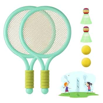 Racchetta tennis Bambino racchette badminton 1 paio di racchette da badminton con 2 Palline da Tennis e 2 volani per tennista regalo per bambini Sport all'aperto indoor