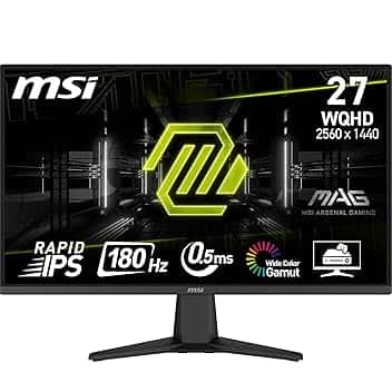 MSI MAG 275QF Monitor Gaming 27" WQHD - Pannello Rapid IPS (2560 x 1440), 180 Hz / 0,5ms (GtG, Min.), Copertura 101% sRGB, Design Senza Cornice, HDR Ready - DisplayPort 1.4, HDMI 2.0b (WQHD@144Hz)