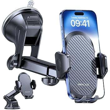 Miracase Porta Cellulare Auto [2025 Ventosa Potente] Supporto Telefono Auto 360° Rotazione Porta Telefono Auto per Cruscotto & Parabrezza Universale Automobile Adatto Smartphone da 4-7.2" Global Recycled Standard