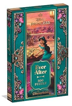Clementoni - Puzzle 500 Pezzi per Adulti e Ragazzi, Ever After Collection Tema Disney Princess Jasmine, Illustrazione Artistica da Collezione, Box Elegante, 49x36 cm, Idea Regalo Made in Italy, 35159