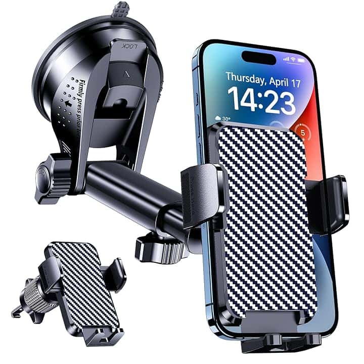 Porta Cellulare Auto [Super Aspirazione], Supporto Telefono Auto, Adatto per Parabrezza, Bocchette di Aerazione e Cruscotto, [3 in 1]Porta Telefono Rifiniture interne Adatto a tutti gli phone