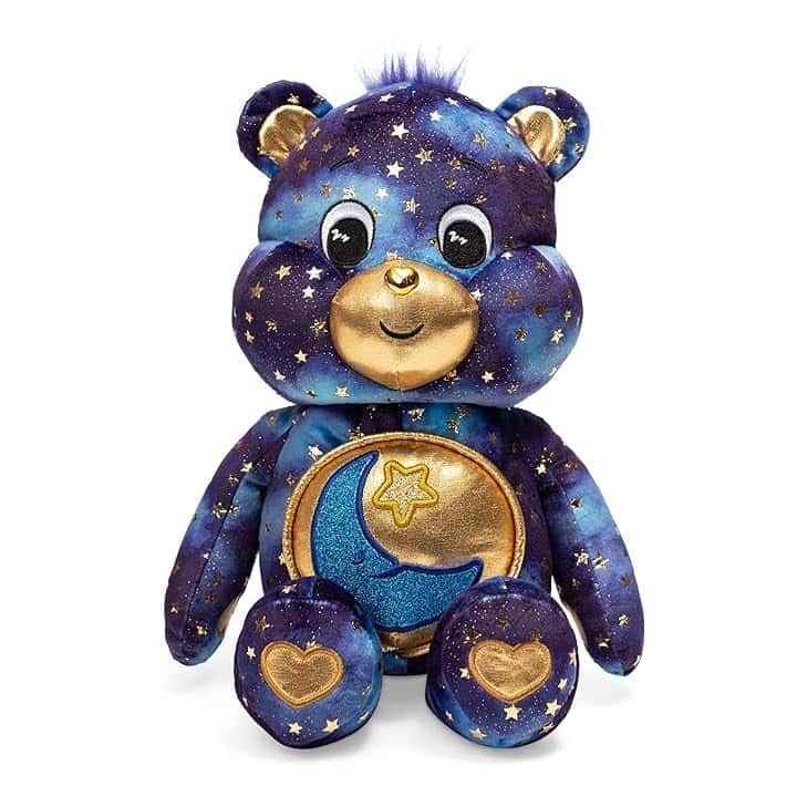 Care Bears Edizione Limitata Peluche Bedtime Bear 35cm con Badge Luminoso, Colore Blu Intenso