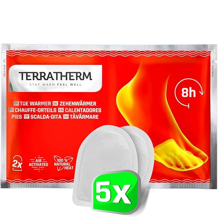 TerraTherm Scaldapiedi - attivato dall’Aria - 8 Ore di Calore - 5, 10 o 30 Paia - scalda Piedi per Scarpe - scaldini Piedi Adesivi