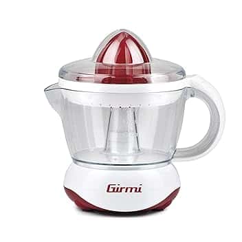 Girmi SR02 Spremiagrumi Elettrico, 25 W, Doppia rotazione, Capacità 700cc, Doppia coppa di spremitura piccola e grande, Rosso/Bianco
