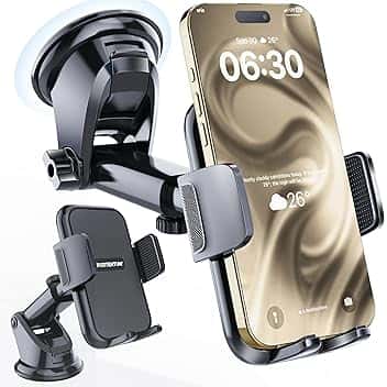 PORTENTUM Porta cellulare auto con ventosa per telefono rinforzata – Nuova versione 2026 – Rotazione a 360° e braccio estensibile – Cruscotto e parabrezza – Compatibile con telefoni da 4 a 7,5"