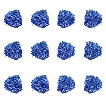 12 Pezzi pompon da cheerleader,Cheerleading Pom,Fiore a Mano Cheerleader,pom pom cheerleader,per Ballare, Cheerleading, Feste Sportive,riutilizzabili. (Blu)