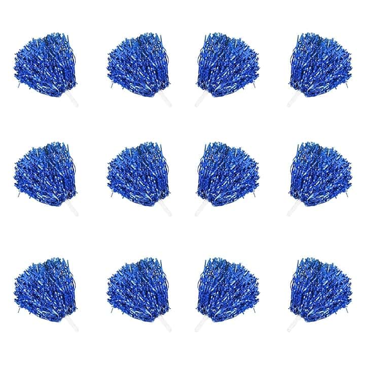 12 Pezzi pompon da cheerleader,Cheerleading Pom,Fiore a Mano Cheerleader,pom pom cheerleader,per Ballare, Cheerleading, Feste Sportive,riutilizzabili. (Blu)