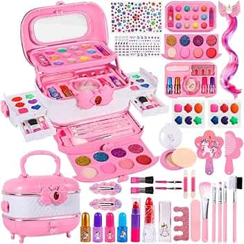 Set Trucchi Anallergici Per Bambine 61 Pezzi - Valigetta Lavabile Con Accessori - Regalo Compleanno e Natale 3-10 Anni