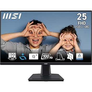 MSI PRO MP252 Monitor 24,5" - FHD IPS (1920 x 1080), 100 Hz, schermo Eye-Friendly, altoparlanti integrati, inclinabile, HDMI 1.4b, D-Sub (VGA)