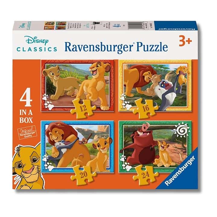 Ravensburger - Puzzles Il Re Leone | Puzzle Bambini | Puzzle Bambini 3 Anni O Più | 4 In A Box Puzzles 12-16-20-24 Pezzi | Dimensione 19x14cm | Regalo Bambino 3 Anni O Più The Forest Stewardship Council