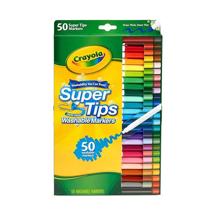 CRAYOLA Super Tips - Pennarelli Lavabili a Punta Media, Confezione da 50 Pezzi in Colori Assortiti, Ideale per Casa e Scuola, da 3 Anni, 7555