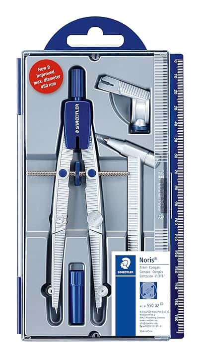 Staedtler Noris Club 550 01 - Set compasso con vite centrale Con prolunga/adattatore universale/scatola portacavi Aluminium