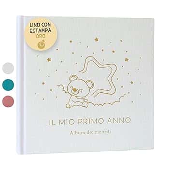 Album Nascita Bambina e Bambino Il Mio Primo Anno Copertina In Lino e 75 Pagine + Adesivi | Libro Ricordi Neonato Ideale per Regali Nascita Bimba/o | Album Fotografico Neonato per Regali Baby Shower The Forest Stewardship Council