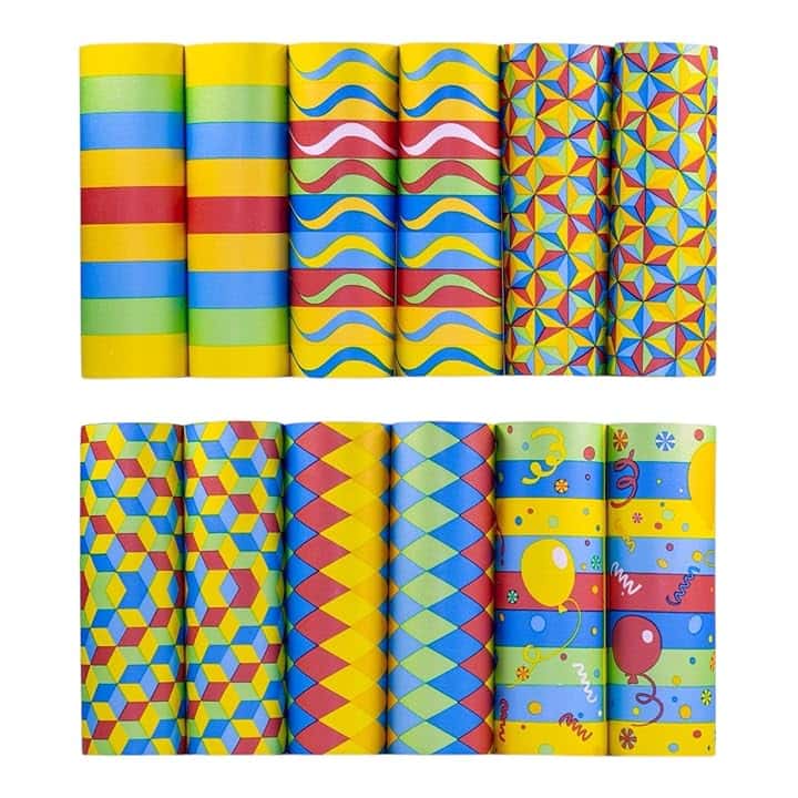 ARKRAFT Stelle filanti Carta FSC Confezione rotori da 12 Pezzi Colori Diversi per Carnevale Compleanno (P12 Mix)