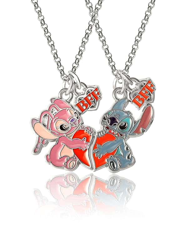Disney Lilo & Stitch - Set di 2 collane per migliori amiche con ciondolo BFF e Stitch, licenza ufficiale, Alla moda, Non pietra preziosa