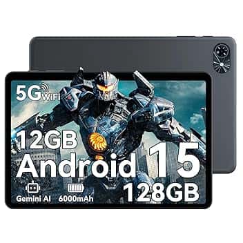 2026 Tablet 10 Pollici Android 15, 12GB RAM + 128GB ROM(TF/2TB), Octa-Core 2.0 GHz, 5G WiFi, Bluetooth 5.0, Widevine L1, 6000mAh, 5MP, 1280 * 800 Pixels FHD, Gemini AI, Tablet Economico