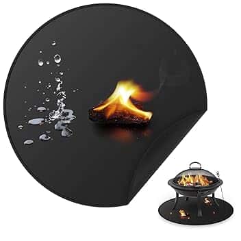 Tappetino Per Braciere Per Falò Singolo, Coperta Rotonda Sotto la griglia per griglia esterna, tappetino ignifugo, a prova di olio, impermeabile, accessori per barbecue(90 cm)