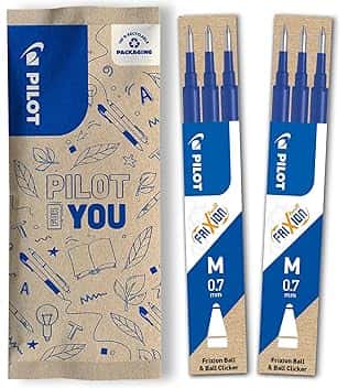 PILOT - 2 Set di 3 Ricariche FriXion - Ricariche per Penne Cancellabili - Compatibili con FriXion Ball e FriXion Ball Clicker - Blu - Punta Media (6 Ricariche)
