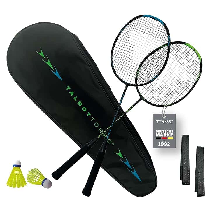 Set da Badminton Professionale Talbot-Torro | Racchette in Grafite Ultraleggere, Volani in Nylon e Custodia Imbottita per il Trasporto | Ideale per Giocatori Ambiziosi