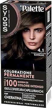 Syoss by Palette Colorazione Permanente 4-1 Castano, Colorazione capelli permanente con Cheratina, Tinta castano per 100% copertura dei capelli bianchi e fino a 100 giorni di colore intenso