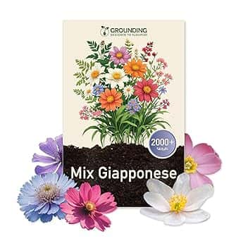 Grounding - Semi di Mix Prato Fiorito Giapponese, 2000+ semi, altezza max 30cm - fioriture in tanti colori - Ideale per aiuole, bordure - Semina facile - Attira api e farfalle - Qualità Europea