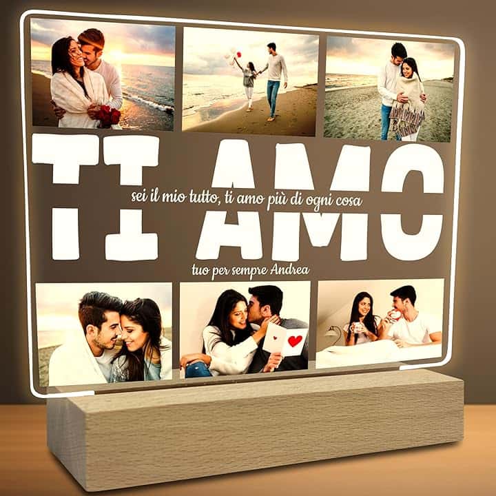STAMPATEK Lampada Personalizzata Regali Per San Valentino Per Lui Lei - Lampada Led Luce Notturna Regalo Fidanzato, Compleanno, Moglie, Marito, Compagno Regalo Natale Originale, PlexMod6_DS2