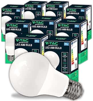 V-TAC 10x Lampadine LED E27 da 8,5W - [ ALTISSIMA EFFICIENZA ] - A60 - (Equivalenti a 60W) - Lampadine di Nuova Generazione a Risparmio Energetico - 806 Lumen - Luce Bianca Naturale 4000K