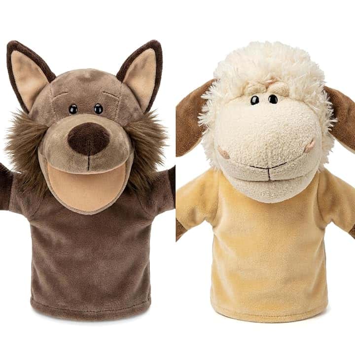 Marionette per bambini neonato Contiene lupo, tigre, leone, scimmia, bocche aperte mobili Perfette per narrativa, insegnamento, età prescolare, regalo di compleanno