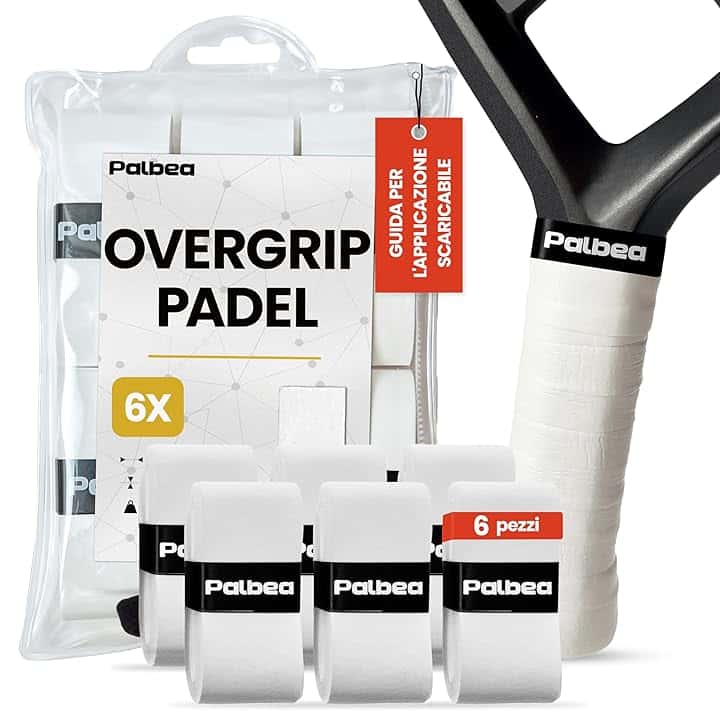 Palbea OverGrip Padel Bianco Extra Aderente Confezione da 3/6/12/22/60 Pezzi - Grip Padel Antiscivolo - Elevato Assorbimento del Sudore - Superficie Morbida - Progettato per Racchetta di Padel Tennis