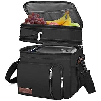 MIYCOO Borsa Termica Porta Pranzo, Borsa Frigo 15 Litri, Borsa Doppio Scomparto Pranzo Grande, Borsa Termica per Alimenti Caldi e Freddi da Viaggio per Uomo Donna Picnic/Barbecue/Campeggio/Viaggio
