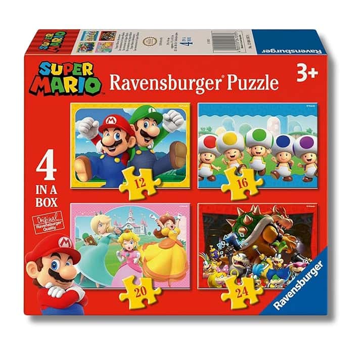 Ravensburger - Puzzles Super Mario | Puzzle Bambini | Puzzle Bambini 3 Anni O Più | 4 In A Box Puzzles 12-16-20-24 Pezzi | Dimensione 19x14cm | Regalo Bambino 3 Anni O Più The Forest Stewardship Council