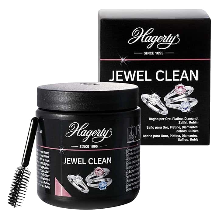 Hagerty Hagerty Jewel Clean Bagno detergente per pietre preziose, oro, platino 170 ml I efficace su diamanti, zaffiri, rubini I per una nuova lucentezza I Con cestello e spazzolino