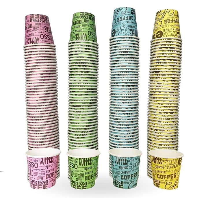 TeamBio 1000 Pz Bicchieri Caffe di Carta Biodegradabili Biocompostabili Tazzine 75ml