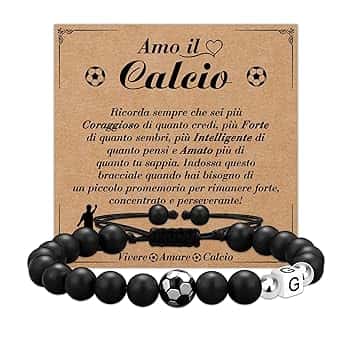 Casxyue Regalo Calcio Per Bambino Ragazzo Bracciale Bambino Con Ciondololettera Iniziale A-Z Per Figlio Fratello Regalo di Compleanno Regali di Natale Per Ragazzi
