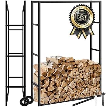 tectake® Scaffalatura Porta Legna per Interni ed Esterni, Portalegna in Acciaio Verniciato a Polvere, Legnaia Design Industriale Moderno, 100,5x25x150 cm - Nero