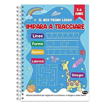 Finoly Libri Pregrafismo per Bambini | Libri Pregrafismo 3-6 Anni | Libro per Imparare a Scrivere A4 | Impariamo a Tracciare | Libro Ricalcare Lettere e Numeri | Quaderni Pregrafismo Attività Bambini