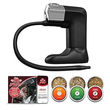 BWAY Affumicatore da Cucina Professionale - Affumicatore a Freddo con Omaggio 3 Aromi di Trucioli per Affumicatura - Smoking Gun per Whisky con Incluso eBook 20 Ricette
