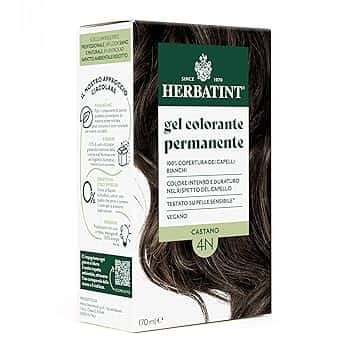 Herbatint Gel Colorante Permanente per Capelli 4N Castano - 170 ml | Senza Ammoniaca, 100% Copertura Capelli Bianchi | per Pelli Sensibili, con 8 Estratti Naturali Bio