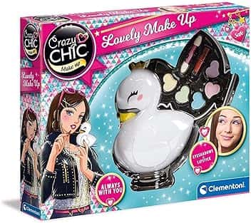 Clementoni Crazy Chic - Lovely Make Up Cigno, Cofanetto Trucchi Bambine 6+ Anni, Trousse Portatile con Set Cosmetici Sicuri per Bambine, Idea Regalo Collezionabile, 18632