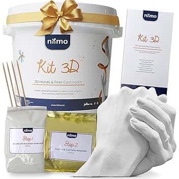 Niimo® Kit Calco Mani Coppia - Alginato e Gesso per Stampi, Regali per Lui, Regali per Lei, Scultura Mani Coppia