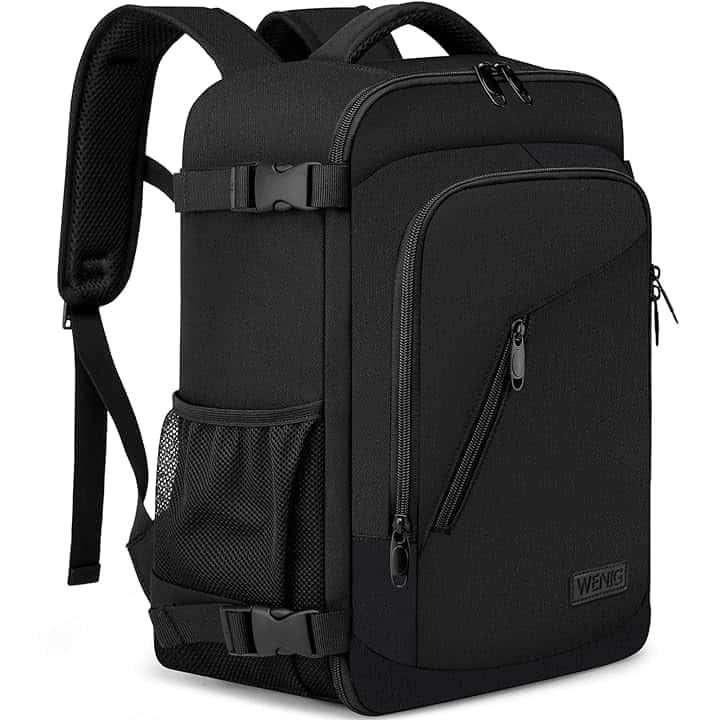 WENIG Zaino per Ryanair 40x20x25 Zaino da Viaggio Aereo Bagaglio a Mano 20L Piccolo Borsa da Cabina per Voli,14 Pollici Zaino Porta PC con Caricatore USB per Scuola Trekking Lavoro Nero