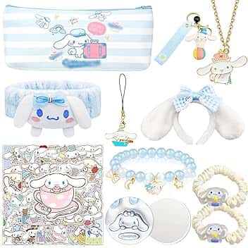 Ubephant Collana Cinamorol, Sanrio Collana, Cinamorol Braccialetto, Portachiavi Cinamorol, Cerchietto Cinamorol Fascia Di Peluche Dei Cartoni Animati Accessori per Ragazze Compleann