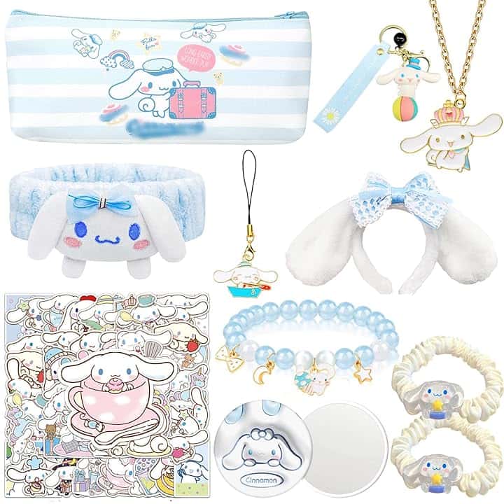 Ubephant Collana Cinamorol, Sanrio Collana, Cinamorol Braccialetto, Portachiavi Cinamorol, Cerchietto Cinamorol Fascia Di Peluche Dei Cartoni Animati Accessori per Ragazze Compleann