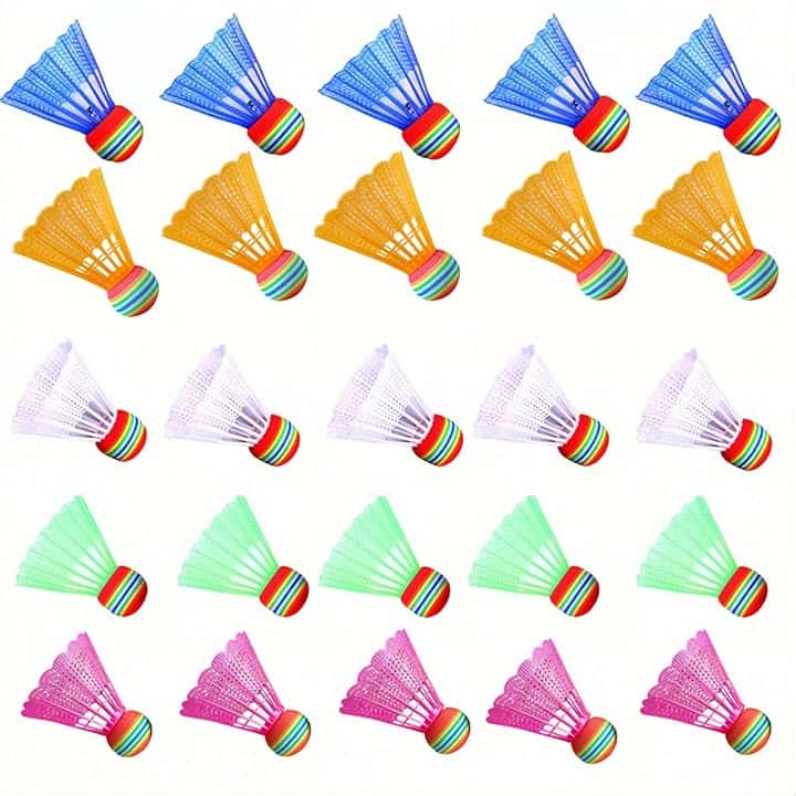 Set di 25 palline da badminton in nylon, da badminton colorato, alta stabilità e durata, per sport interni ed esterni, allenamento, ricreazione ed esercizio.